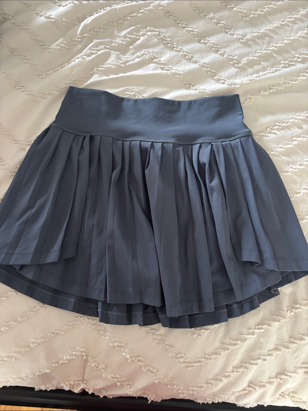 Pleated Circle Skater Skirt in Slate Blue